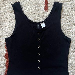 H&M Black Tank with Silver Buttons -- size M